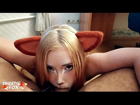 ❤️ Kitsune তার মুখের মধ্যে শিশ্ন এবং কাম গিলে যৌনতা ️❤